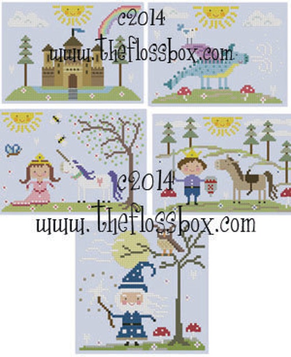 Fairy Tale Cross Stitch Pattern Collection Etsy Unicorn tapestry cross stitch pattern tiny modernist cross stitch