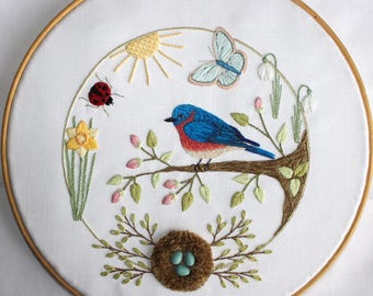 Spring Bluebird Embroidery