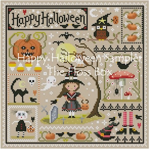 Happy Halloween Cross Stitch Sampler