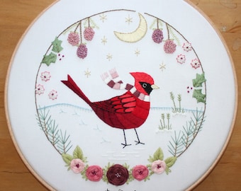 Christmas Cardinal Embroidery Pattern