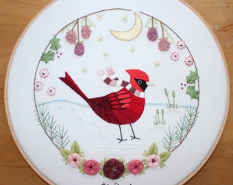 Christmas Cardinal Embroidery Pattern