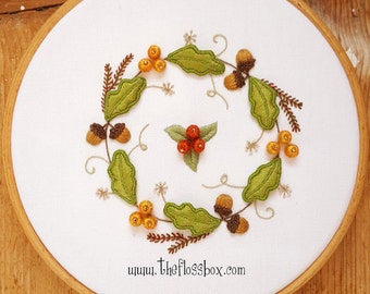 Fall Wreath Pattern for Stumpwork or Surface Embroidery