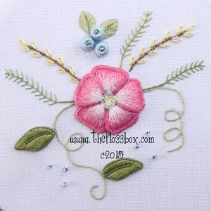 Pink Flower Stumpwork Embroidery Pattern