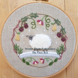 Winter Sheep Crewel Embroidery Pattern image 1