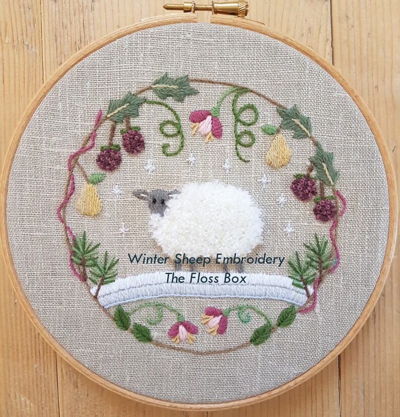 Winter Sheep Crewel Embroidery Pattern image 1