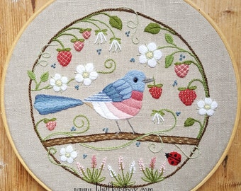 The Strawberry Thief Crewel Embroidery Pattern and Kit