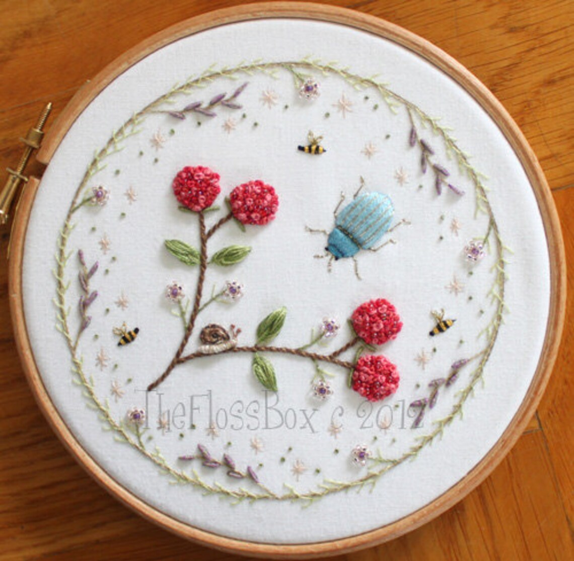 Beetle and Berries Stumpwork Embroidery Pattern - Etsy