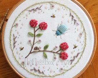 Beetle and Berries Stumpwork Embroidery Pattern