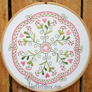 Garden of Hearts Mandala Embroidery Pattern