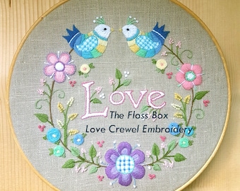 Love Crewel Embroidery Pattern and Kit