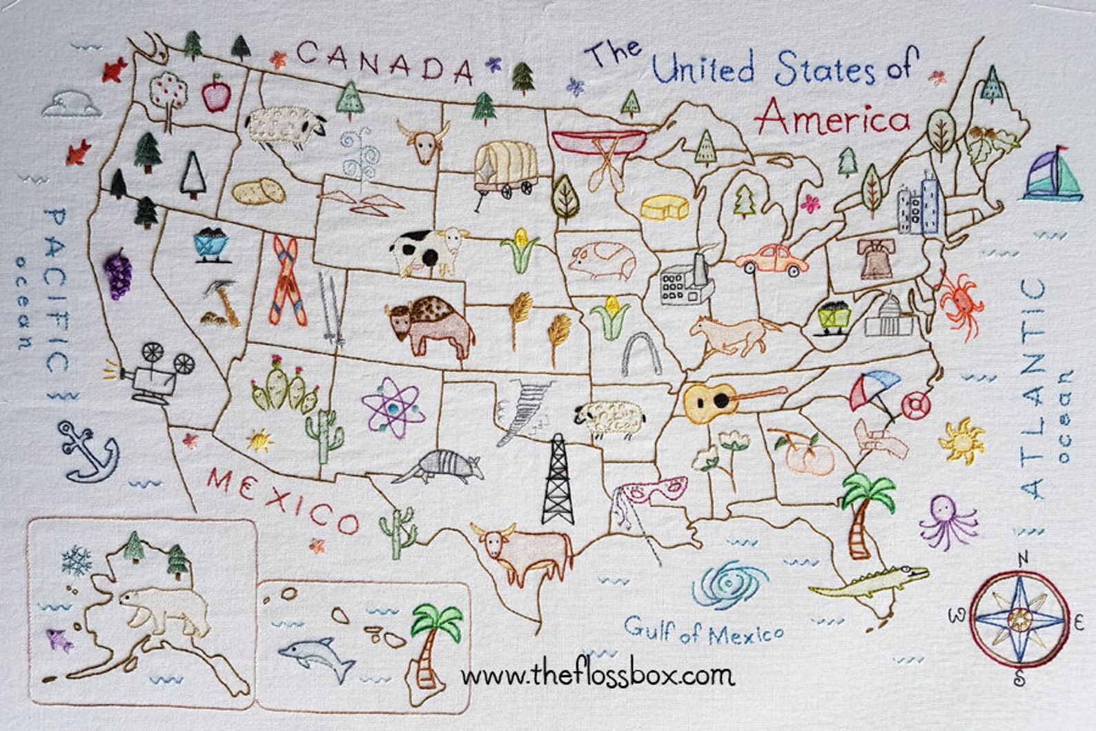 USA Map Pattern on Fabric Etsy
