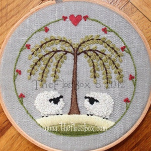 Two Sheep Crewel Embroidery