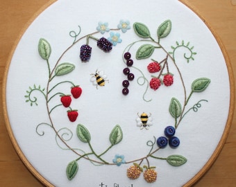 Fruit Wreath Stumpwork and Surface Embroidery Pattern