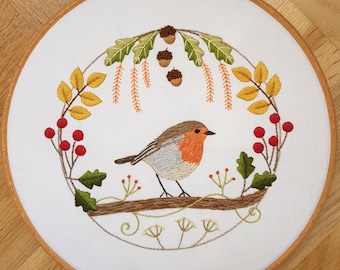 Fall Robin Embroidery