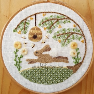 Summer Hare Crewel Embroidery Pattern