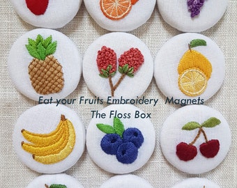 Eat Your Fruit Magnets Embroidery Pattern