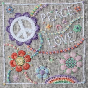 Peace n Love Crewel Embroidery Pattern