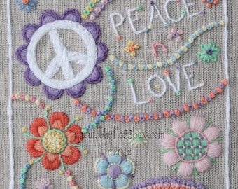 Peace n Love Crewel Embroidery Pattern