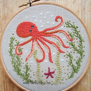 Octopus Crewel Embroidery Pattern and Kit