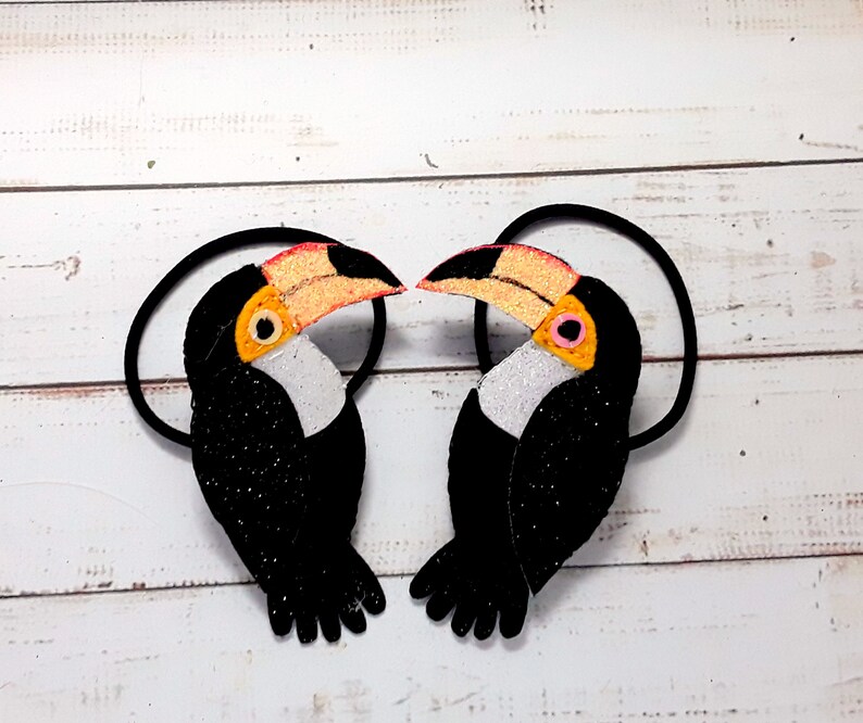 2 Toucan Hair Clips Or Hair Ties Toucan Hair Bobbles Etsy