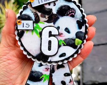 Personalised Birthday badge, Panda birthday badge, poker birthday badge, celebration badge, keepsake badge, velcro safety flap