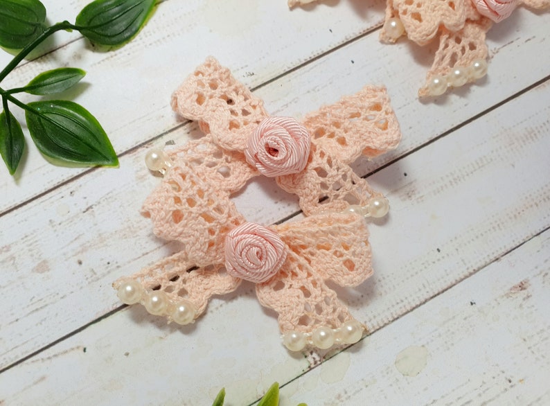 toddler bow clips Cotton Lace bow hair clips hair accessories lace bow clip fringe clips peach lace bows,baby bow clips