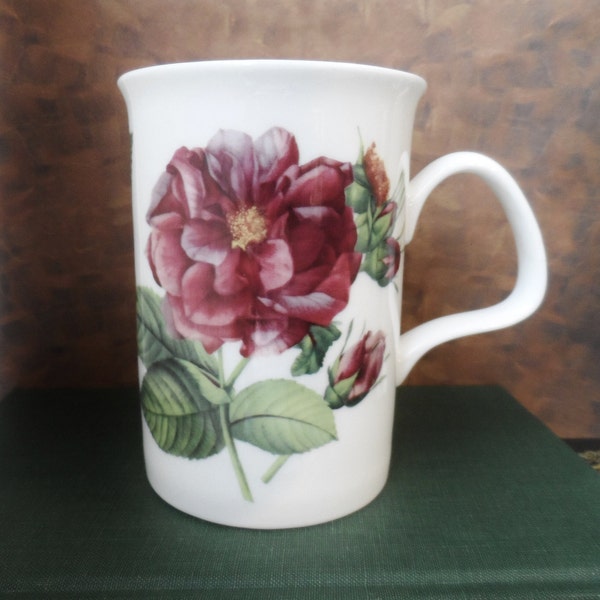 The Rose Collection, Burgundy Roses, Country Roses, Roy Kirkham, Fine Bone China, England, Tea Cup, Coffee Mug, 10 oz.