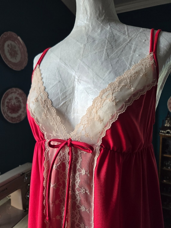 Vintage 1960s Shadowline Brand Red and Cream Lace 