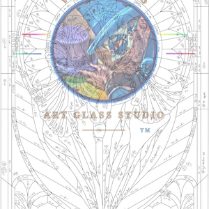 May include: Detailed stained glass pattern with the word "WONDERS" at the top. The design features a central circular element with floral and abstract shapes, and the text "GLASS STUDIO" is visible.