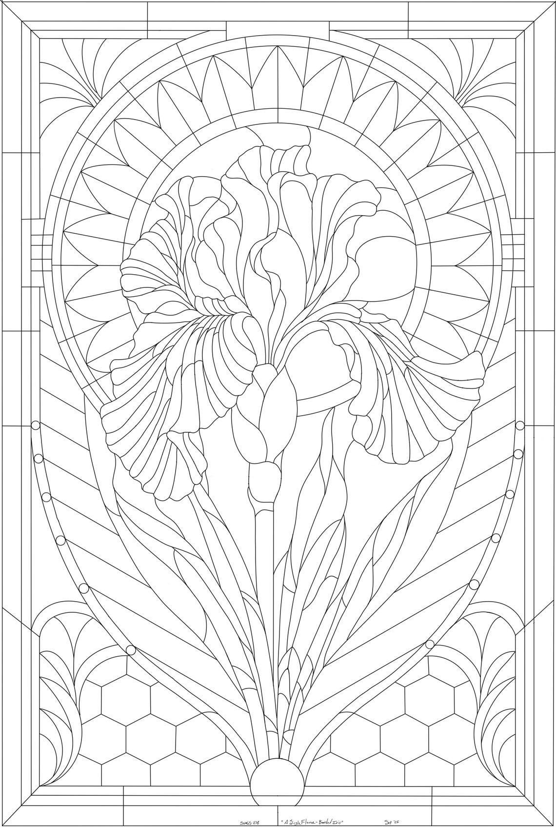 Art Deco Iris Stained Glass Pattern: Floral Window Design (digital ...