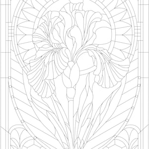 Art Deco Iris Stained Glass Pattern: Floral Window Design (digital ...