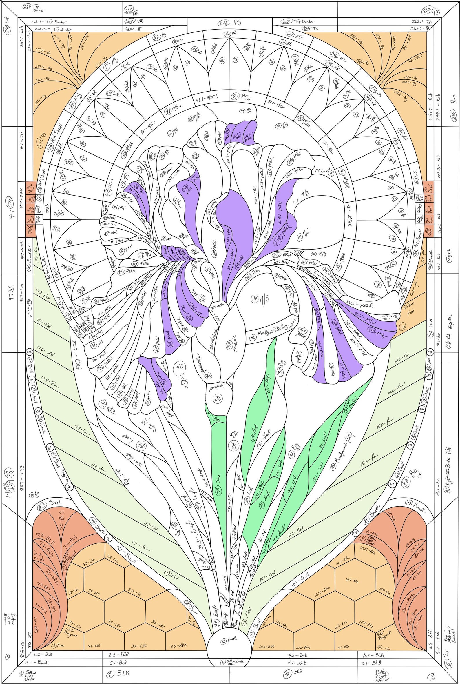 Art Deco Iris Stained Glass Pattern: Floral Window Design (digital ...