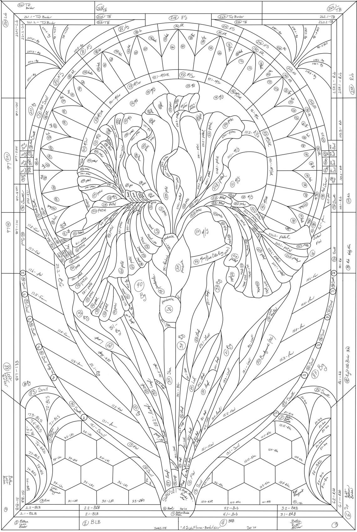 Art Deco Iris Stained Glass Pattern: Floral Window Design (digital ...