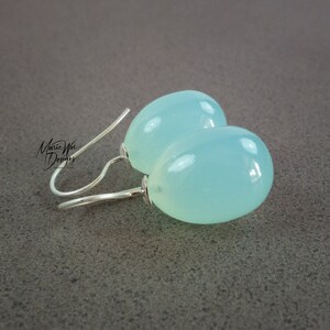 Chubby Aqua Chalcedony-Sterling Silver-Minimalist Contemporary Modern Earrings