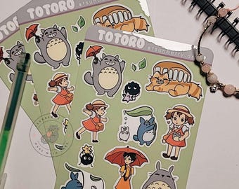 My Neighbour Totoro Inspired Sticker Sheet, Kawaii, Water Resistant BuJo for Bullet Journal, Planner, Laptop