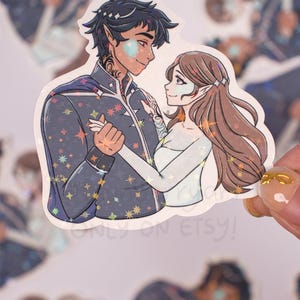 ACOMAF - Feyre & Rhysand, Feysand, ACOTAR, Booktok Die-Cut Sticker Kawaii, Holographic Water Resistant for Bullet Journal, Scrapbook, Laptop