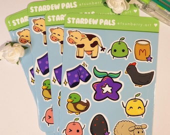 Stardew Valley SDV Sticker Sheet, Kawaii, Water Resistant BuJo for Bullet Journal, Planner, Scrapbook, Laptop