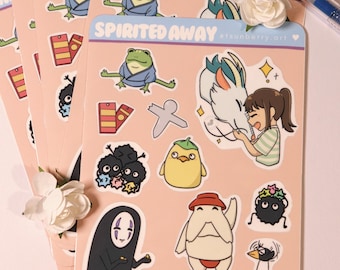 Spirited Inspired Sticker Sheet, Kawaii, Water Resistant BuJo for Bullet Journal, Planner, Scrapbook, Laptop