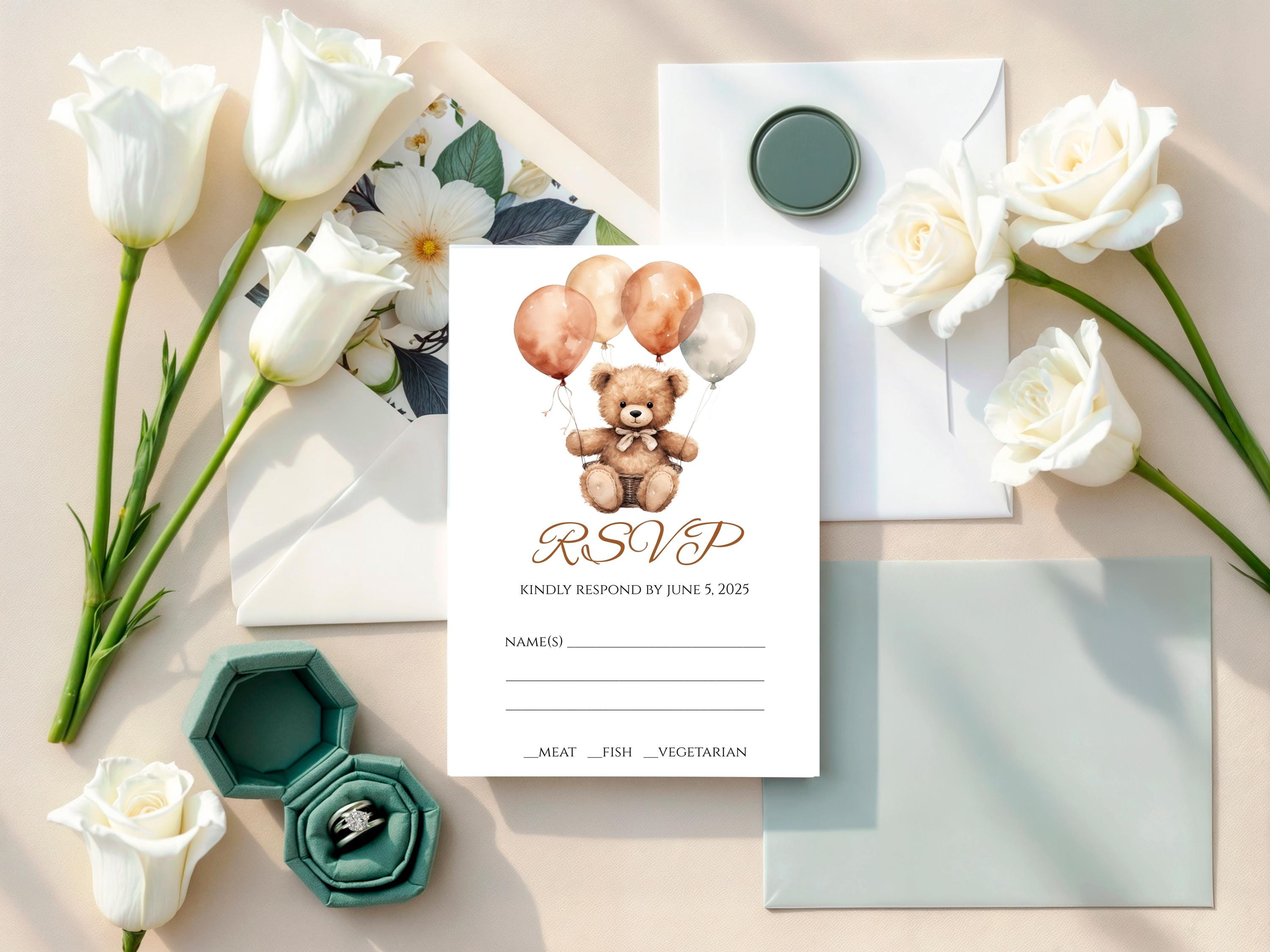 Teddy Bear Baby Shower RSVP Card: Neutral We Can Bearly Wait (digital  Download) - BSI022 - Etsy, image size:3000x2250