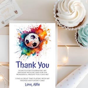 Cartão de agradecimento para festa de aniversário de futebol, festa de aniversário de futebol, festa de menino, festa de menina, amante de futebol, cartão de agradecimento, download digital KB038
