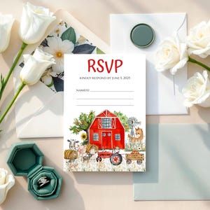 Réponse des animaux de la ferme, fête d'anniversaire des animaux, sexe neutre, fête de garçon, fête de filles, carte RSVP, RSVP modifiable, téléchargement numérique KB002