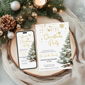 Invito modificabile per la festa di Natale, invito di Natale, annuncio della festa, albero di Natale, modello modificabile, download digitale CP004