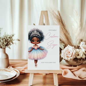 Ballerina Birthday Party Custom Sign, Girl Birthday Party, Tutu Party, Ballerina Party, Birthday Party Sign, Editable Digital Download KB079