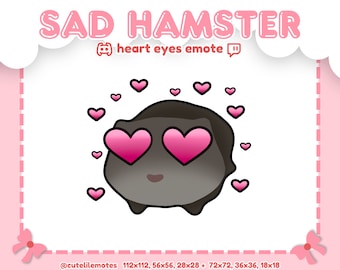 SAD HAMSTER MEME Emote "Heart Eyes" for Twitch Discord Youtube Stream & More! ~ cute sad meme tiktok adorable coquette blush bow pack assets