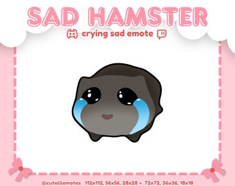 SAD HAMSTER MEME Emote "Crying Sad" for Twitch Discord Youtube Stream & More! ~ cute sad meme tiktok adorable coquette blush bow pack assets