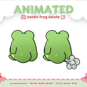 ANIMATED FROG EMOTE “Tootin Frog” for Twitch Discord YouTube Stream & More! - funny animal tiktok pack assets badge adorable meme art fart