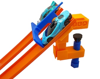 2-Lane Start Gate and Clamp Combo | Hot Wheels Compatible | Holds Multiple Vehicles