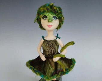 Medusa Miniature Art Doll, Handmade Creepy Cute OOAK Doll