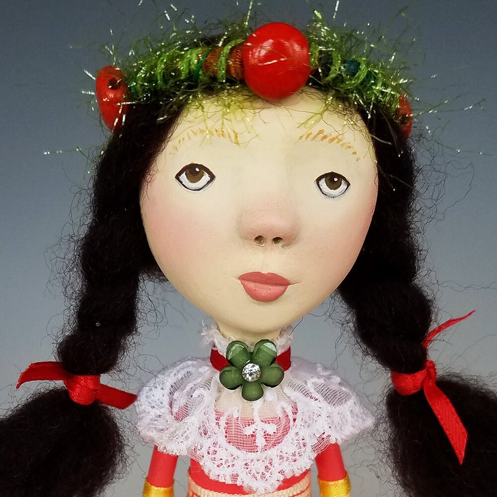 Whimsical Little Girl Paper Clay Art Doll Miniature Art Doll Etsy