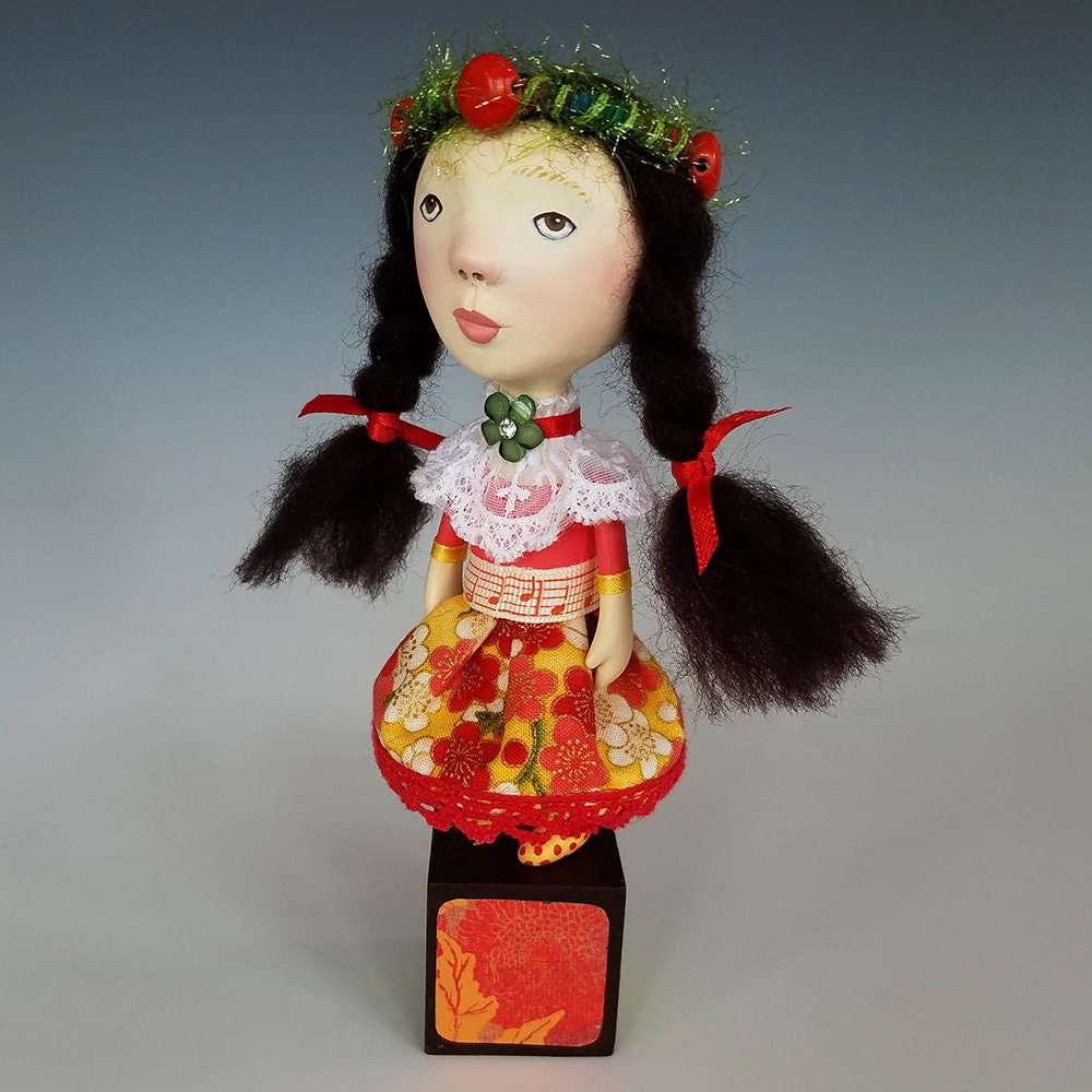 Whimsical Little Girl Paper Clay Art Doll Miniature Art Doll Etsy